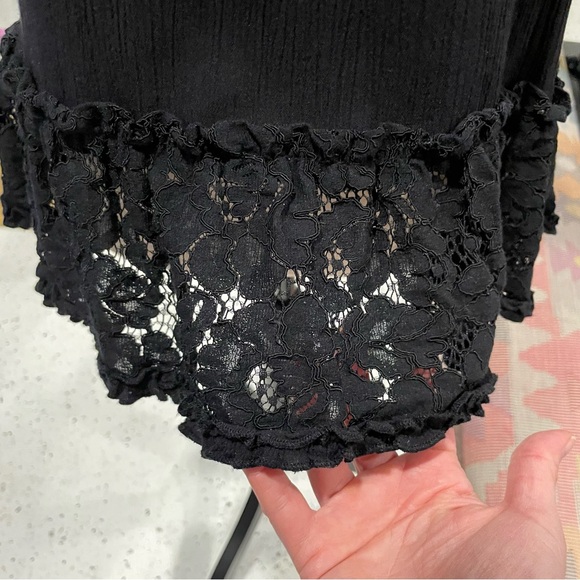 Y2K style lace crinkle witchy whimsigoth top boho ribbed  fairy - Picture 2 of 11